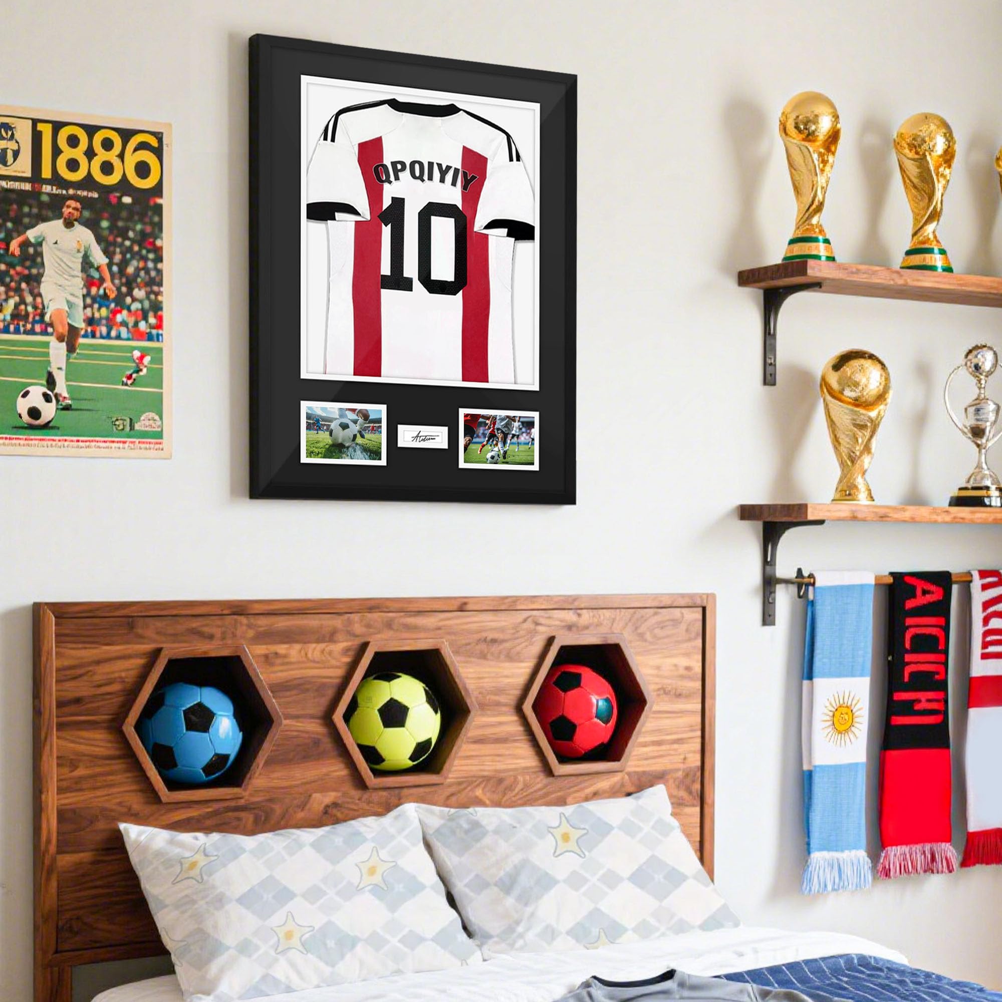 Marco para Camiseta de Fútbol 60x80 cm, Madera Maciza Negra | para Camisetas Firmadas y Fotos, Ideal para Fútbol, Tenis y Baloncesto (60 x 80 cm)