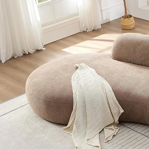 Miniatura 7 de Sofá curvado de gran tamaño de 135.4 pulgadas, moderno y minimalista cómodo, sofá modular Boucle tapizado de lujo, sofás modulares de 6 plazas para