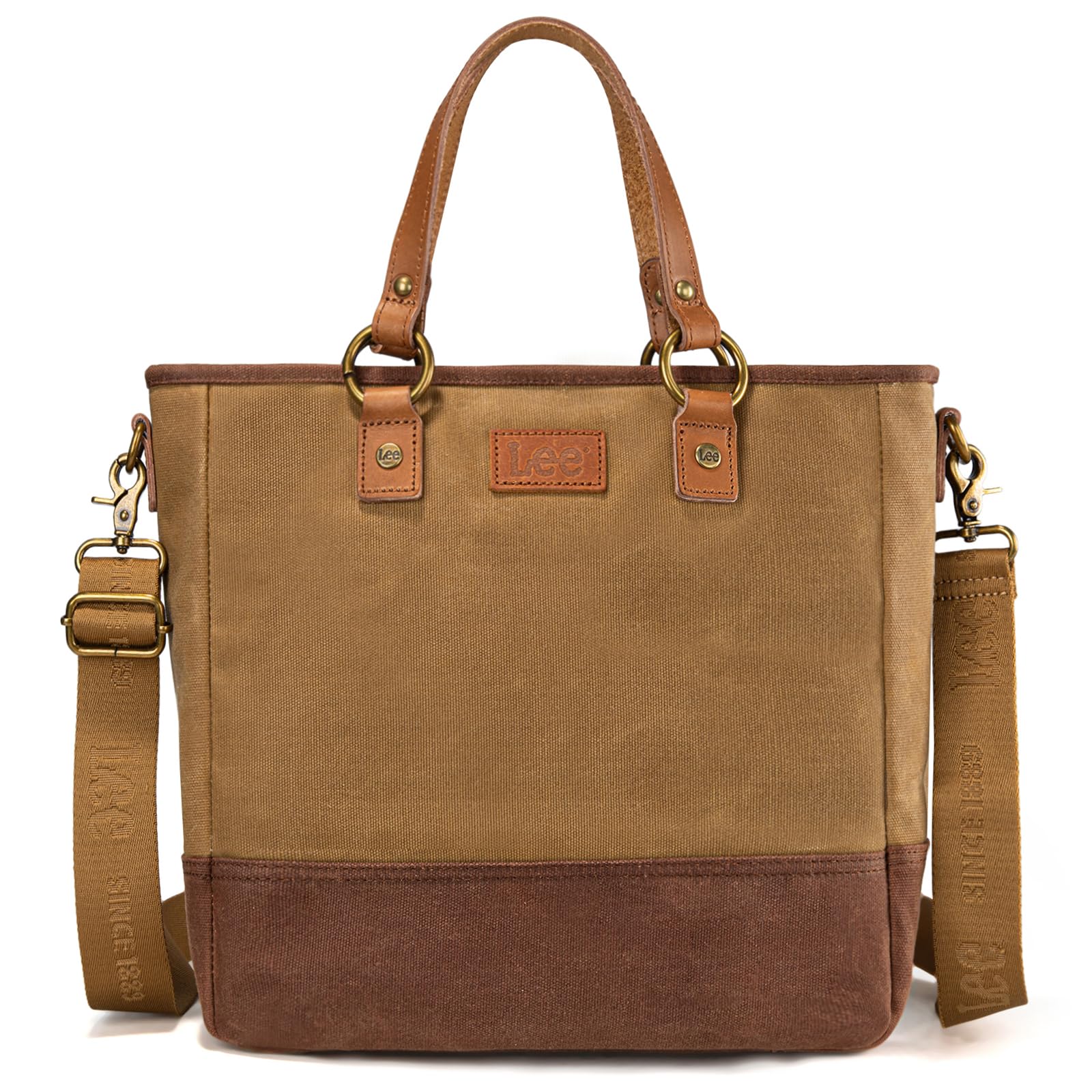 Montana West x Lee Waxed Canvas Tote Bag for Women Leather Top-Handle Handbag Crossbody Shoulder Bag with Adjustable & Detachable Wide Strap LEE51-007KH
