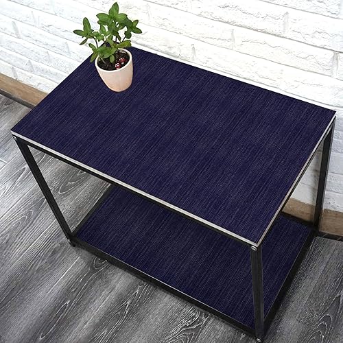 Miniatura 8 de Papel Tapiz de Tela de Hierba Azul Marino Despegar y Pegar - 15.7"x120" Papel Tapiz Vintage Removible Impermeable para Paredes de Habitaciones, Azul