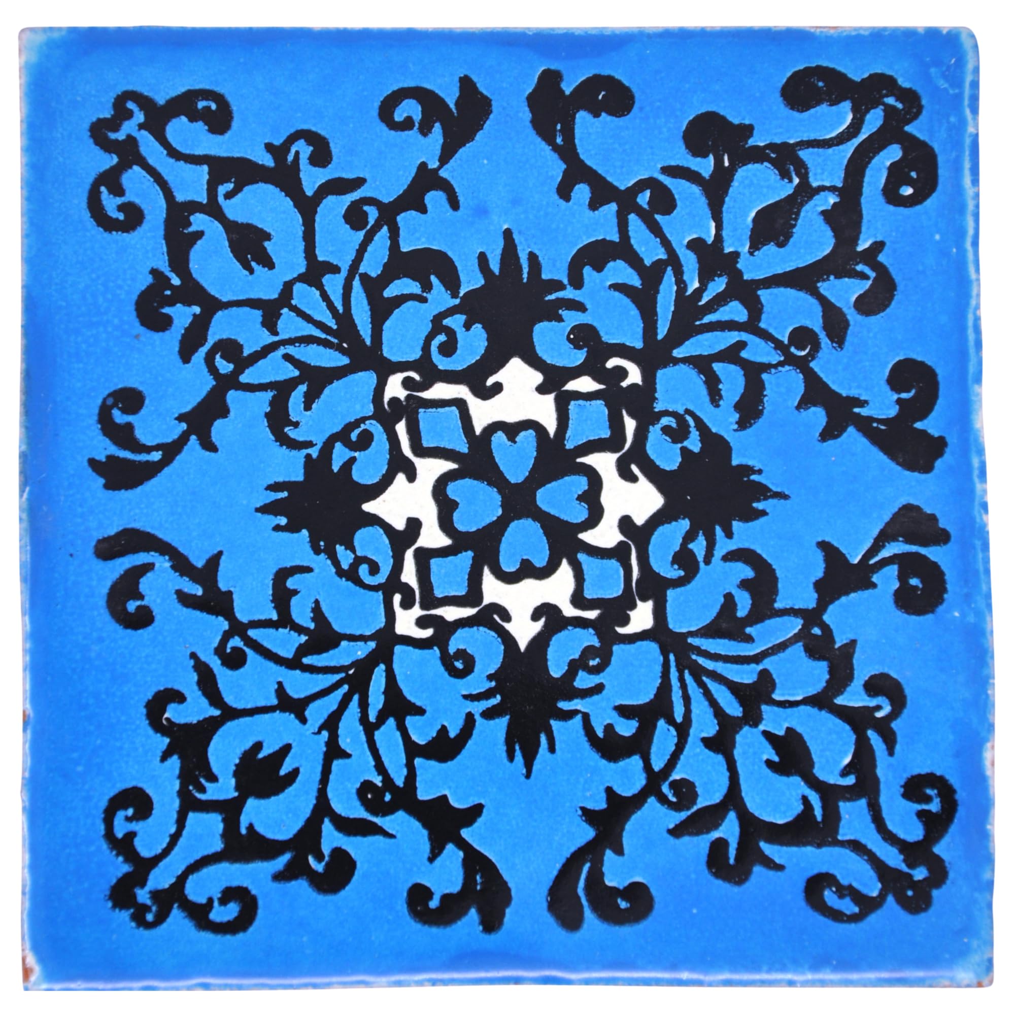 Tumia Lac Turquoise Handmade Mexican Talavera Tile - Authentic Style Alberto Ceramic Tiles For Crafts, Backsplashes And Home Improvement - Individual Tile