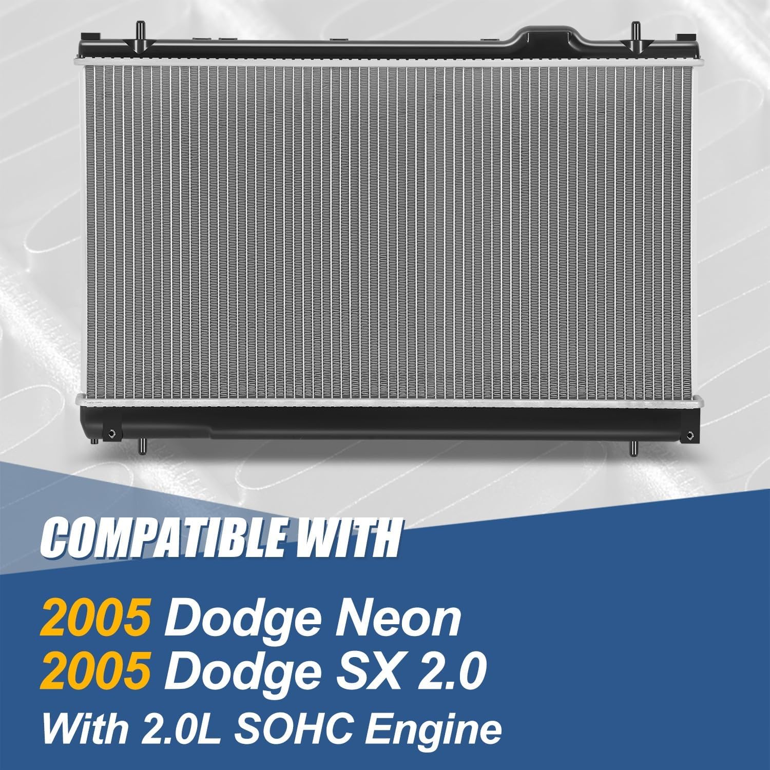 Auto Dynasty Radiator Compatible with 2005 Dodge Neon SX 2.0L SOHC, DPI 2845 Aluminum Core Radiator Replacement with TOC, 1-Row, 1-1/4" Inlet / 1-3/8" Outlet