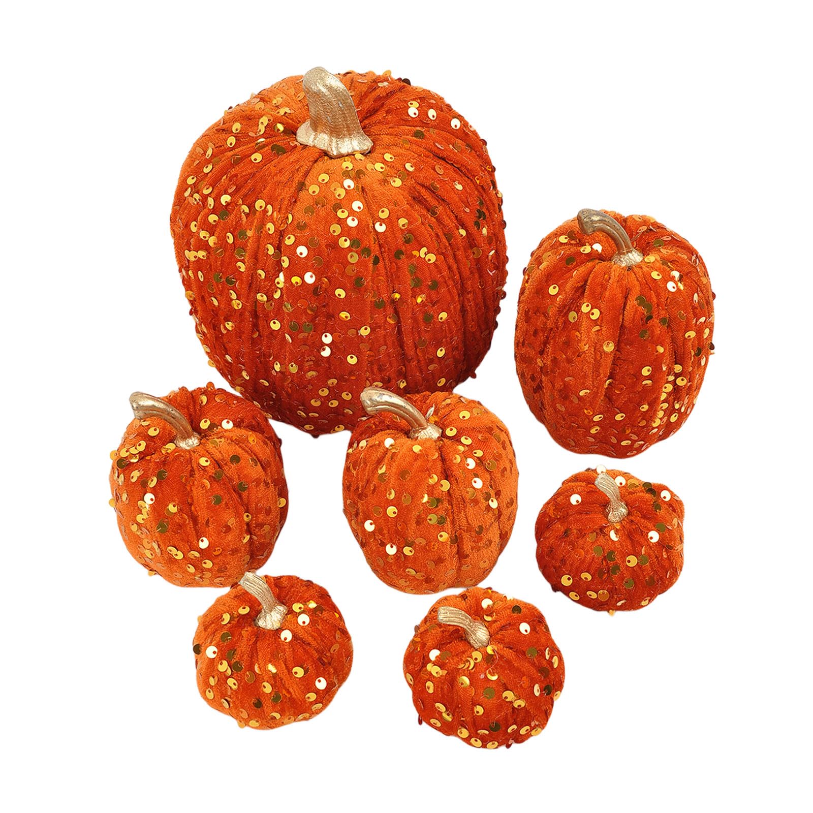 Xinsheinelry Of 7 Foam Pumpkins Decorations with Glittering Seasonal Ornament for Thanksgiving and Halloween Party Home Decoration Foam Pumpkin Decorations