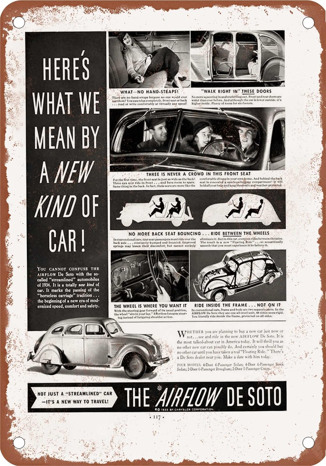 Miaomansenstore Metal Sign - 1934 Desoto Vintage Ad 09 - Old Retro Rusty Look Home Decor