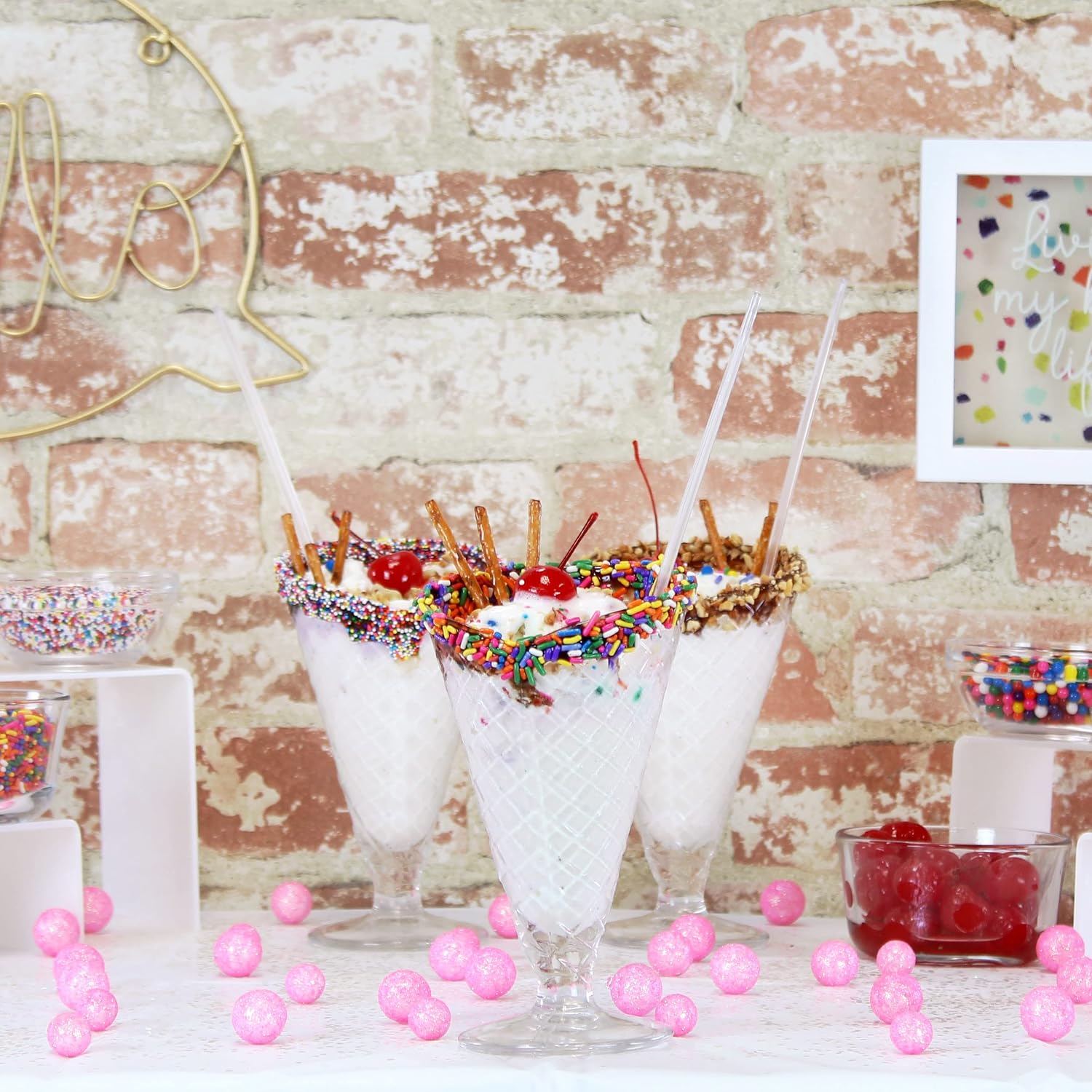 Cornucopia Plastic Ice Cream Spoons Long-Handled (100-Pack); Bulk Clear Disposable Soda and Sundae Spoons with Long Handles