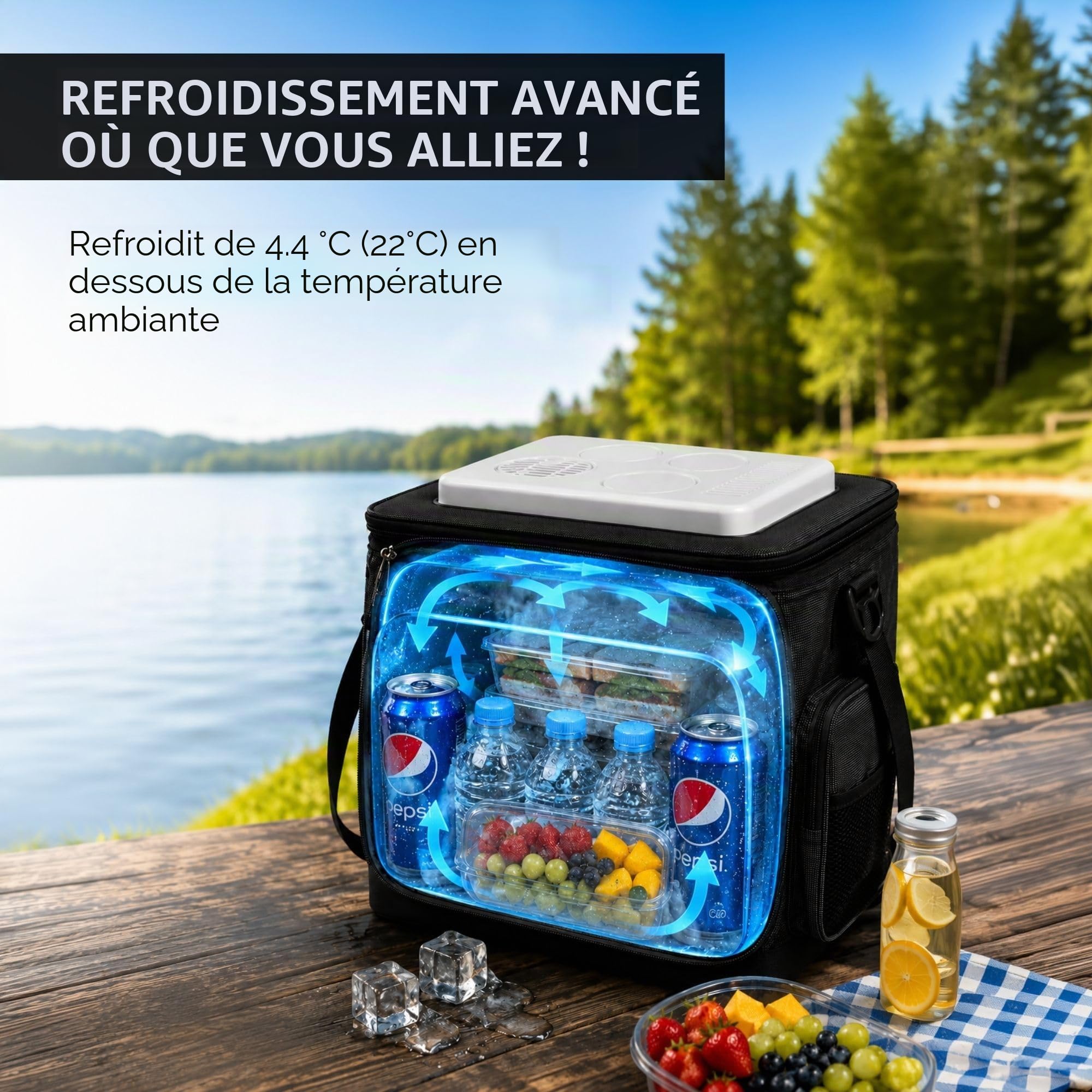 Koolatron Sac Isotherme 13L Glacière Électrique Glacière Portable 12V Mini Réfrigérateur Étanche Voiture Bandoulière Réglable Sacs Souples pour Déjeuner Boissons Camping
