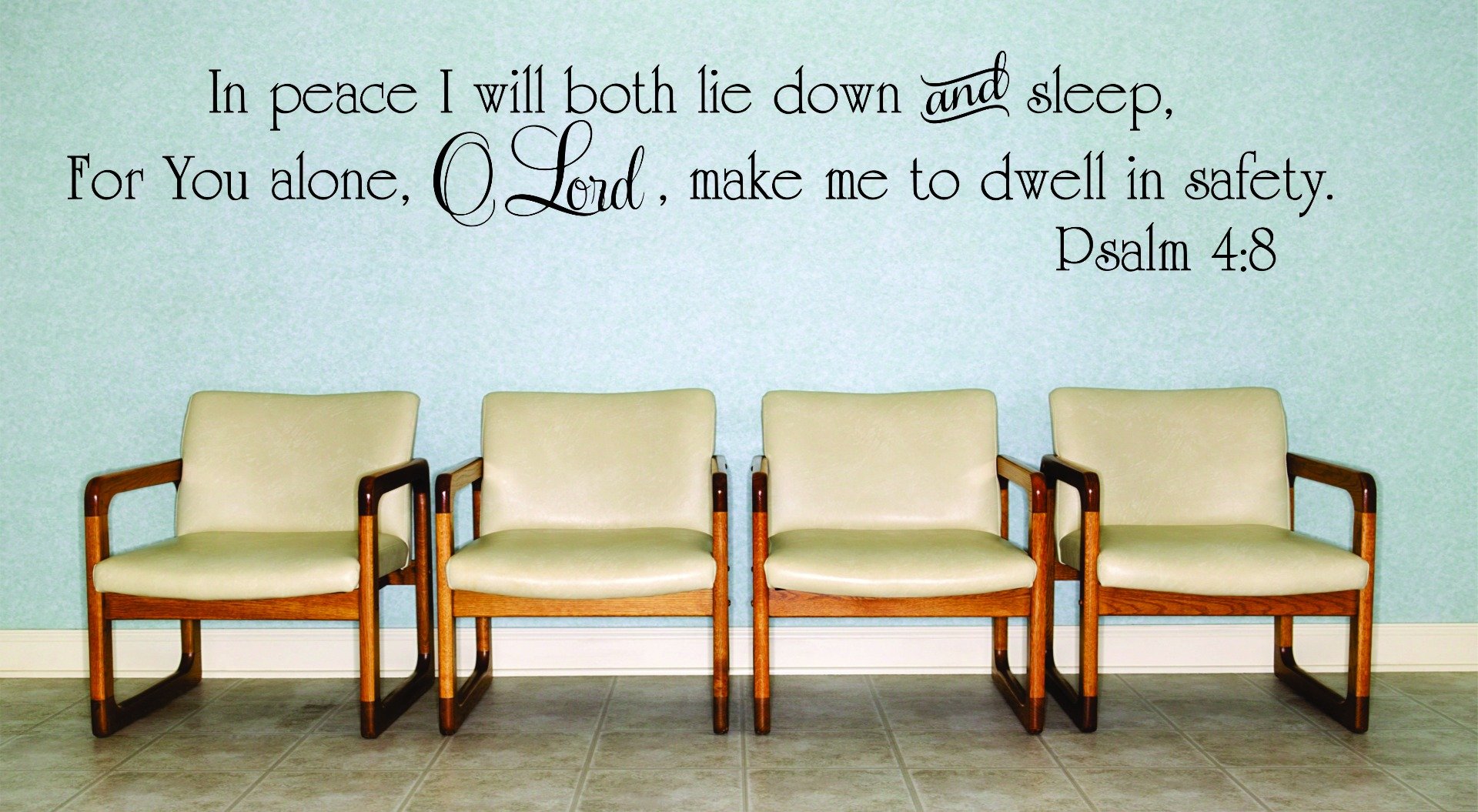Design with Vinyl RAD 978 3 In Peace I Will Both Lie Down and Sleep, For You Alone, O Lord, Make Me To Dwell In SAFETY. Psalm 4;8 Bible Quote KJV Wall Decal, Black, 20 x 30"
