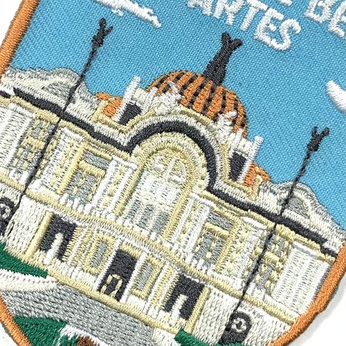 Miniatura 3 de A-ONE Paquete de 3 piezas de bordado de Palacio de Bellas Artes+parche y alfiler de bandera de México, parche al aire libre, pin vintage, puerta del