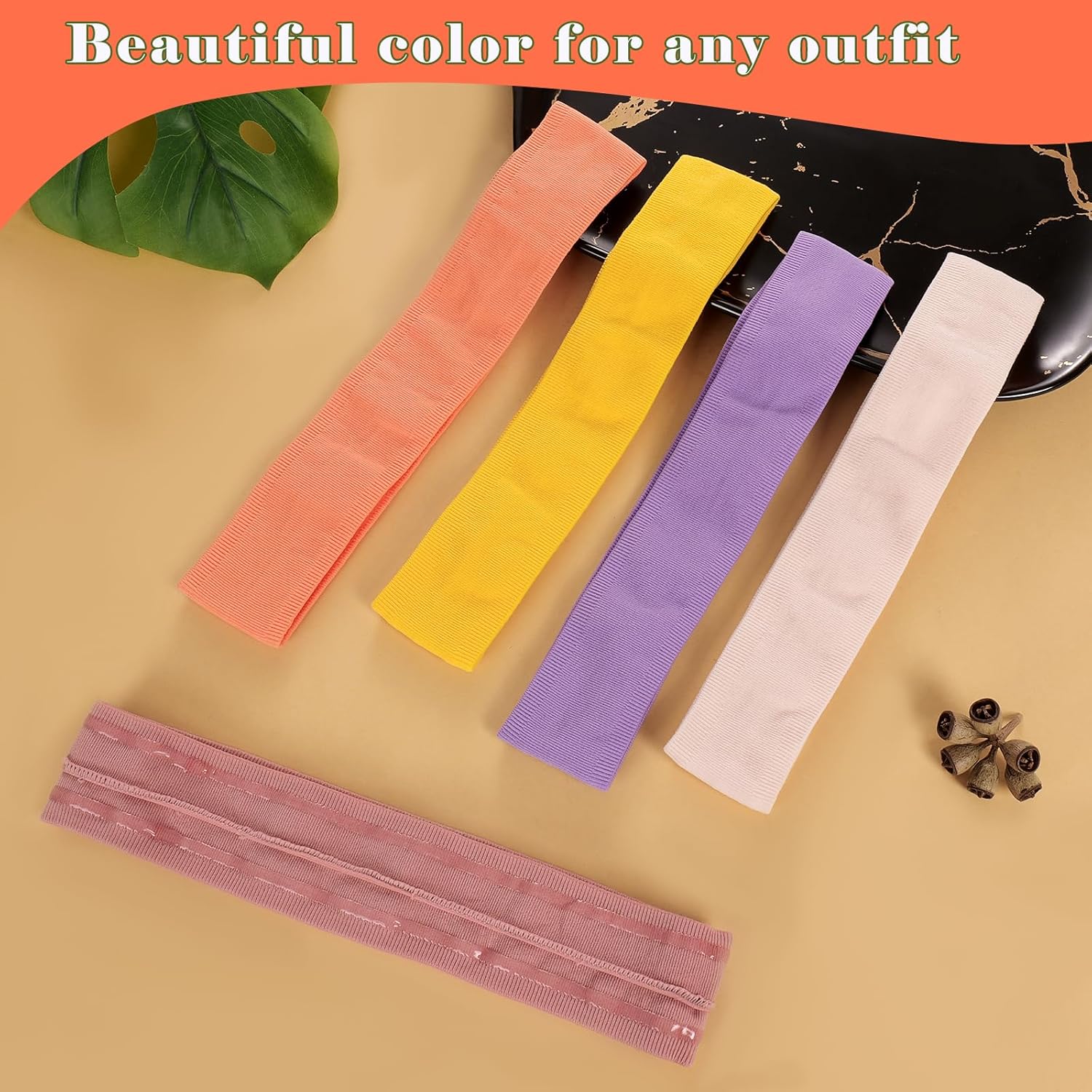 oneye Non Slip Headband for Women Solid Workout Headbands Breathable Sport Headband Silicone Sweatbands Elastic Sport Hair Bands for Yoga Running Sports Travel Indoor Fitness Gym with 5 PCS - Image 7