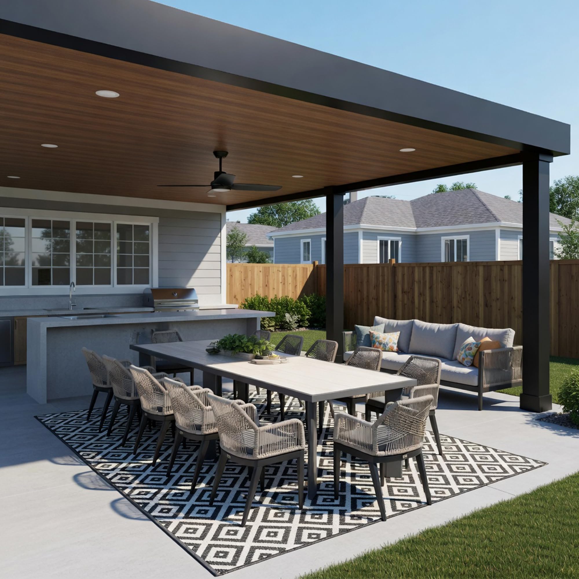 PURPLE LEAF 13 Pieces Patio Dining Set with Armrests, Beige and Dark Grey