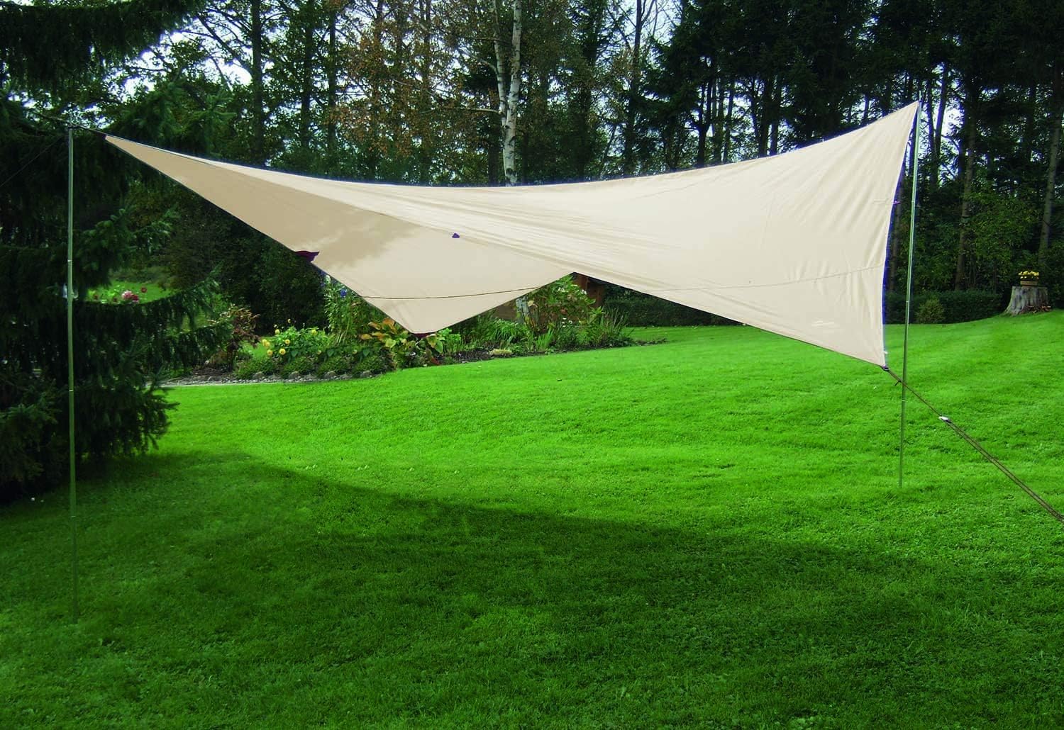 EXPLORER® Sonnensegel 3x4m rechteckig wasserabweisend mit Stangen, Leinen und Heringen Sonnenschutz UPF80+ UV Schutz nach Standard 801 in beige für Balkon Garten Terrasse