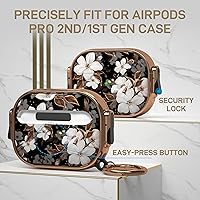 Vista 2 de Maxjoy for AirPods Pro 2nd/1st Generation Case with Lock, Cute AirPods Pro 2 Case Lock Protective Hard AirPod Pro Cover for Women Men with Keychain