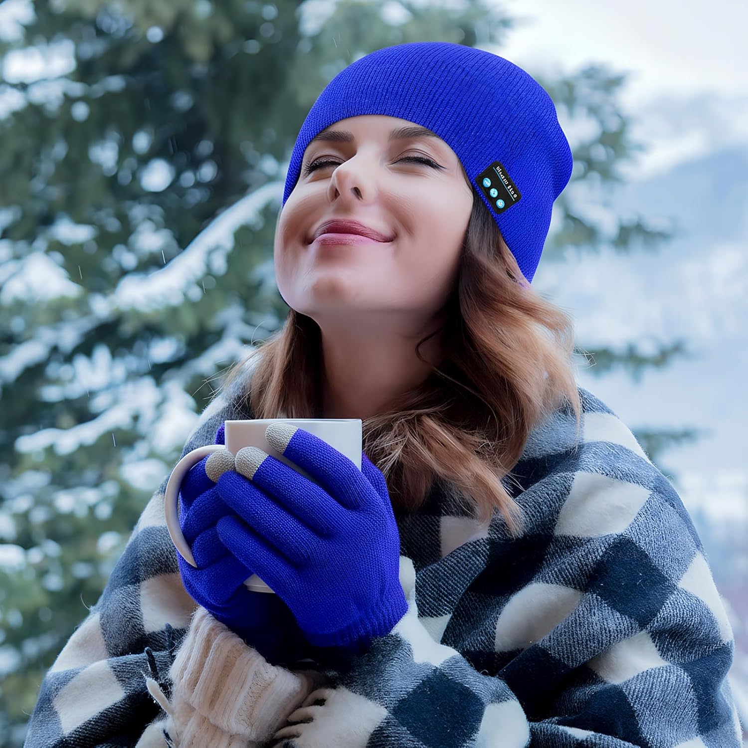 Honoson 4 Set Bluetooth Beanie Hat for Men Wireless Music Beanie with Gloves Winter Gift for Men Women Sports Winter Gift - Image 6