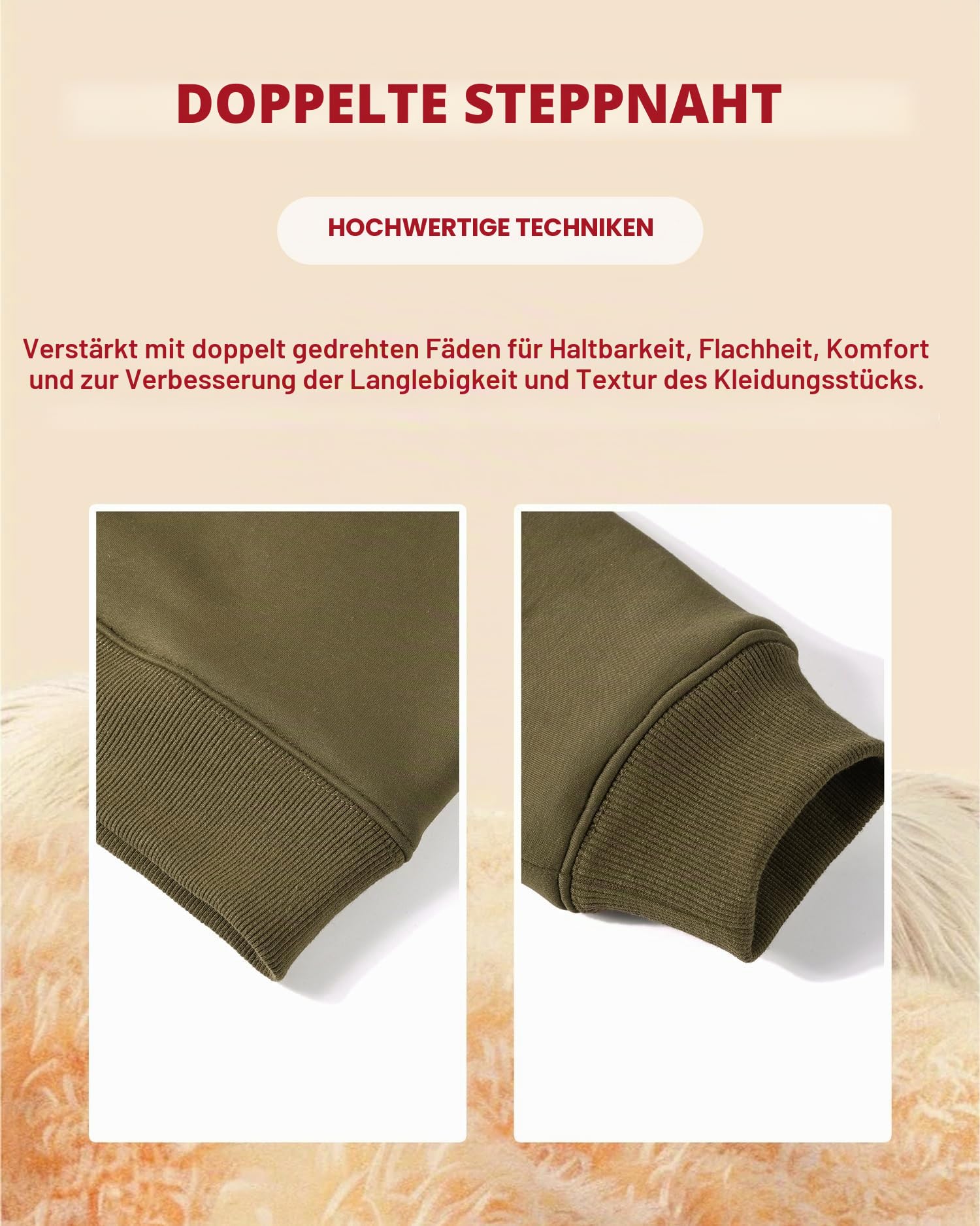 Herren Pullover 1/4 Zip Gefütterte Sweatshirts Winter Sweaters | Warm Gefüttert, 1/4-Reißverschluss Stehkragen, Kängurutasche, Verstärkte Doppelnaht, für Arbeit, Freizeit & Alltag