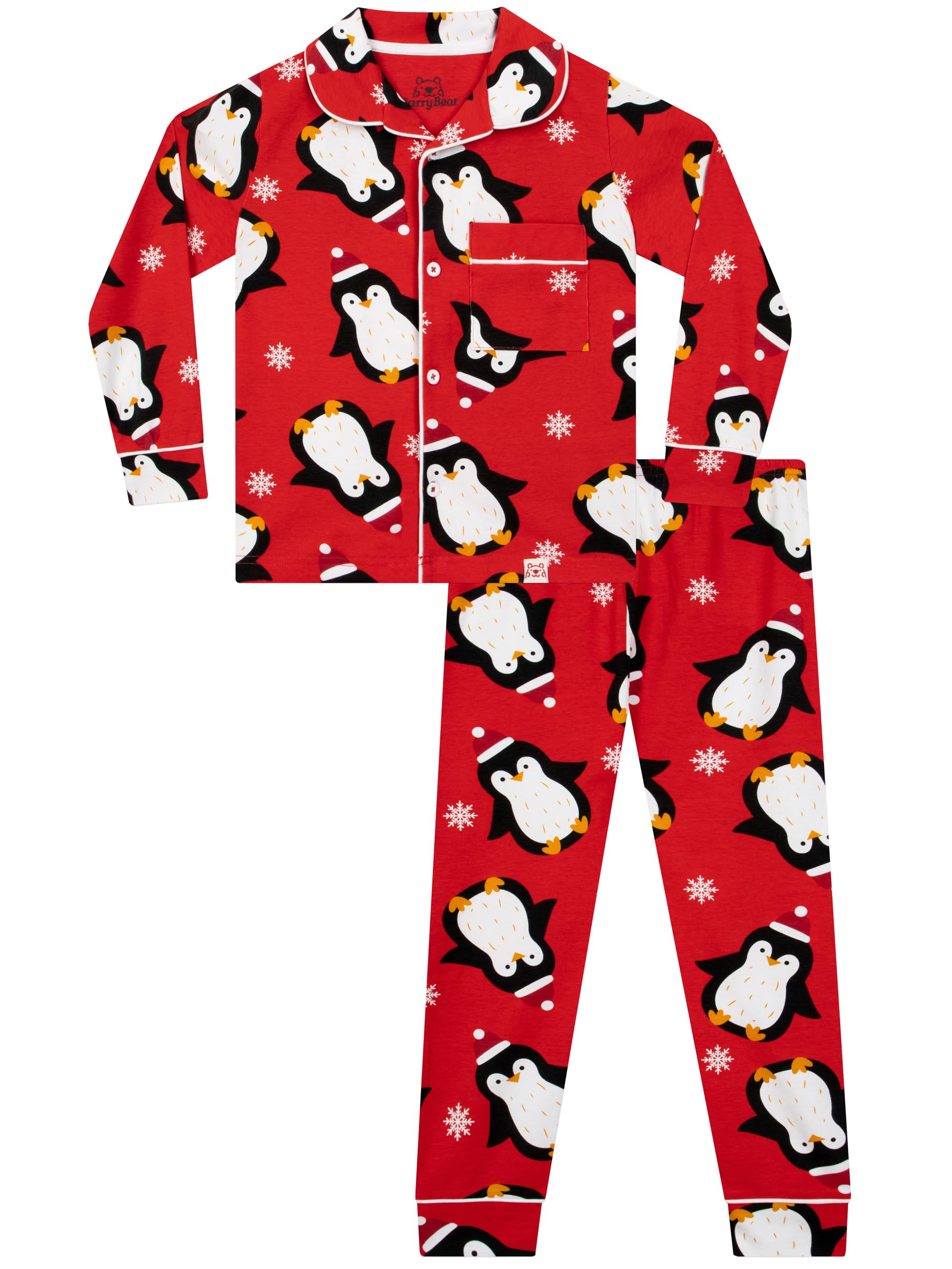 Harry Bear Girls Pyjamas, Xmas Penguin Kids Pjs, Kids Christmas Pjs, ' Pyjama Sets, Red 2-3 Years