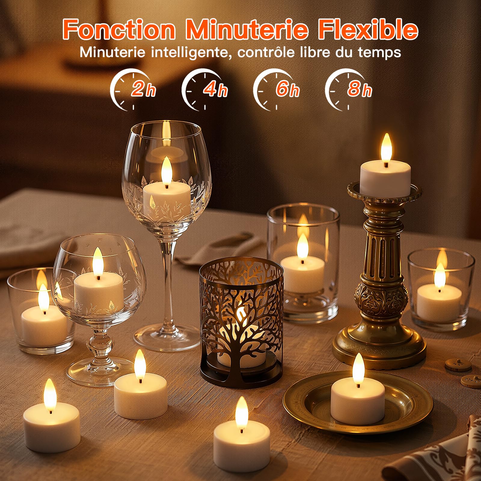 Ketom Lot de 12 Bougie LED Rechargeable, Petite Bougie Chauffe Plat LED