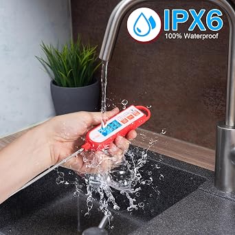 GLVSAE Digital Meat Thermometer Instant Readings in 1-2 Seconds Food Thermometer with Extended Probe Waterproof for Cooking, Confectionery Making, Barbecuing and as a Gift for Friends and Family