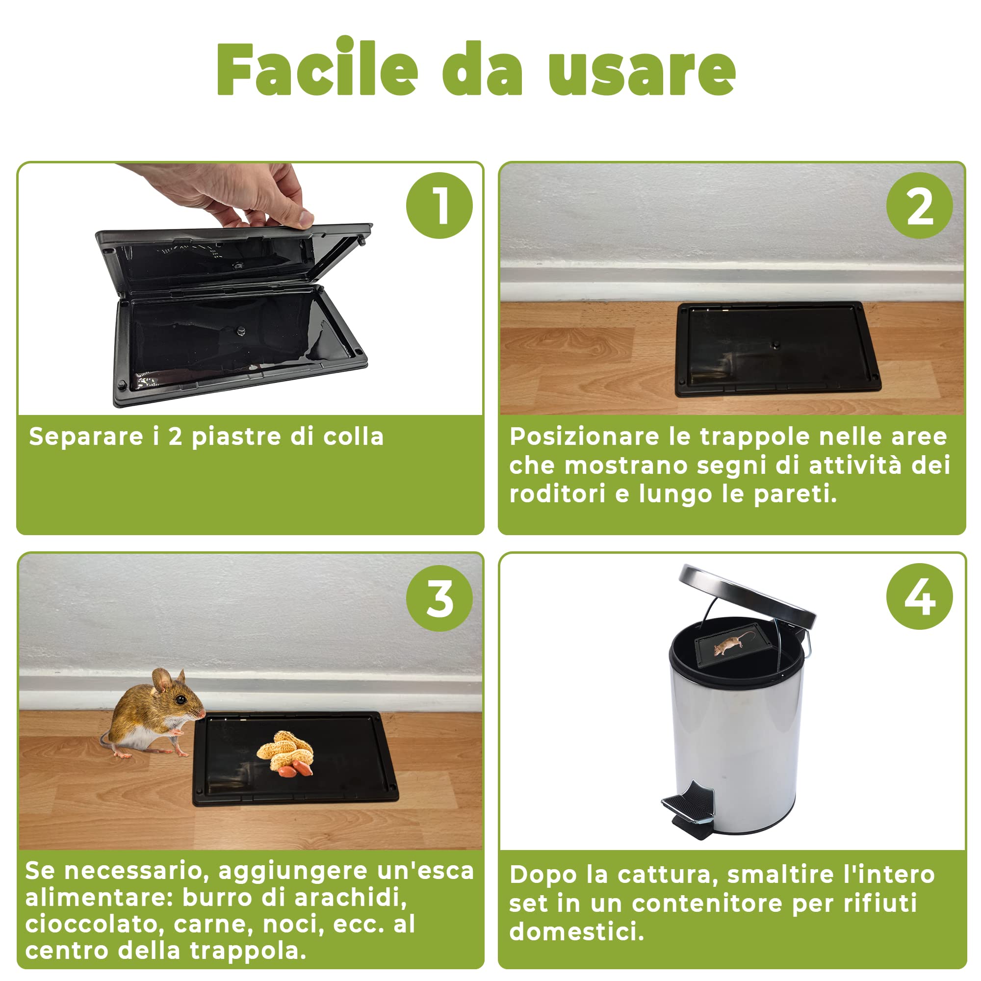 Trappola Adesiva per Topi e Ratti, Grandi Trappole con Colla Professionali, Cattura di roditori, ultra Appiccicoso (10 Piastre Adesive)