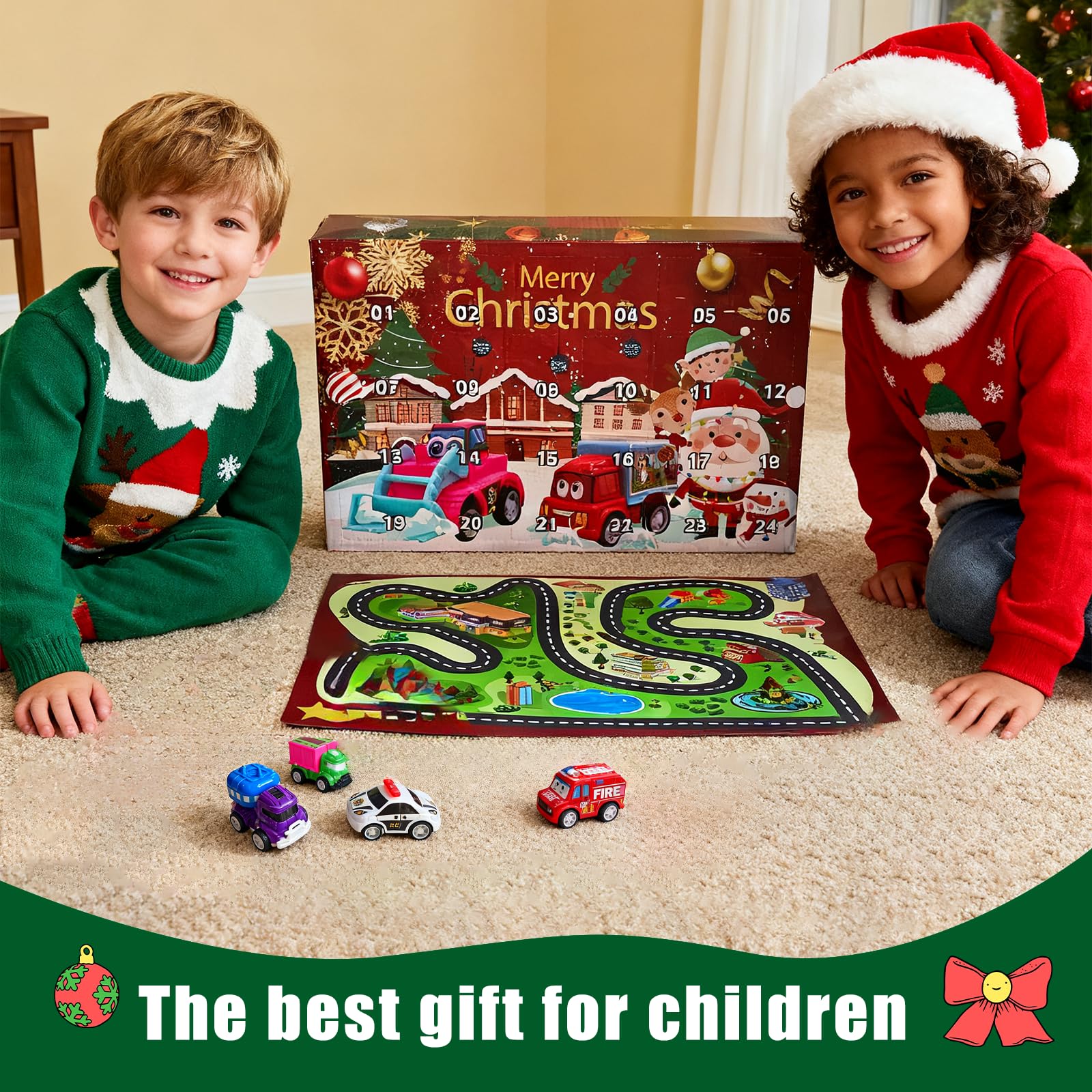 Coches para Niños, 24 pcs juego de regalo para coche, Coche de Carreras, Camiones de Juguete para Niños con Tapete de Juego, Juguetes 3 4 5 6 7 8 Años, Navidad Cumpleaños Fiesta Regalos — view 3