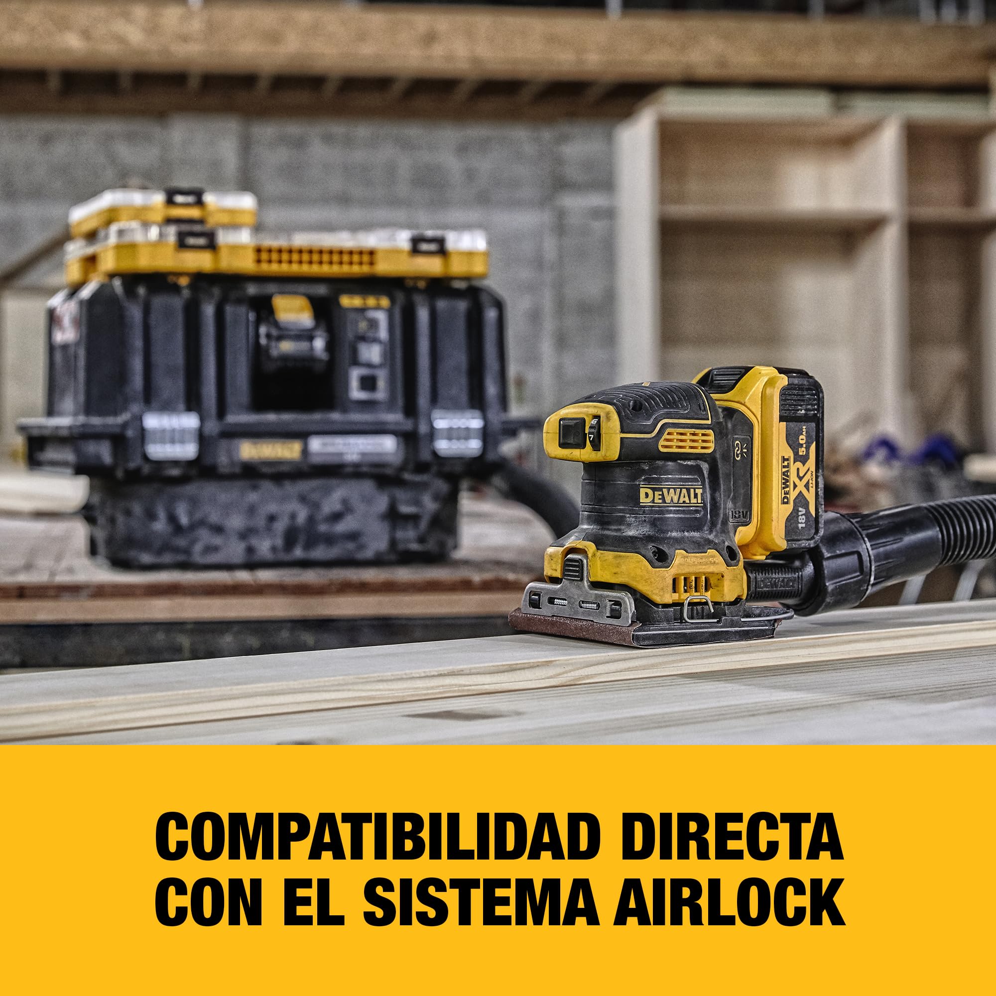 DEWALT Lijadora de 1/4 de hoja XR Motor Brushless 18V en Maletin TSTAK, DCW200NT-X