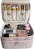 Vista 4 de MKPCW bolsa de maquillaje Bolsa de cosméticos de doble capa con bolsa de cepillo y divisor