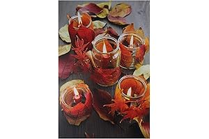 Northlight LED Lighted Autumn Leaves & Flickering Candles Wall Art 23.5” x 15.75”