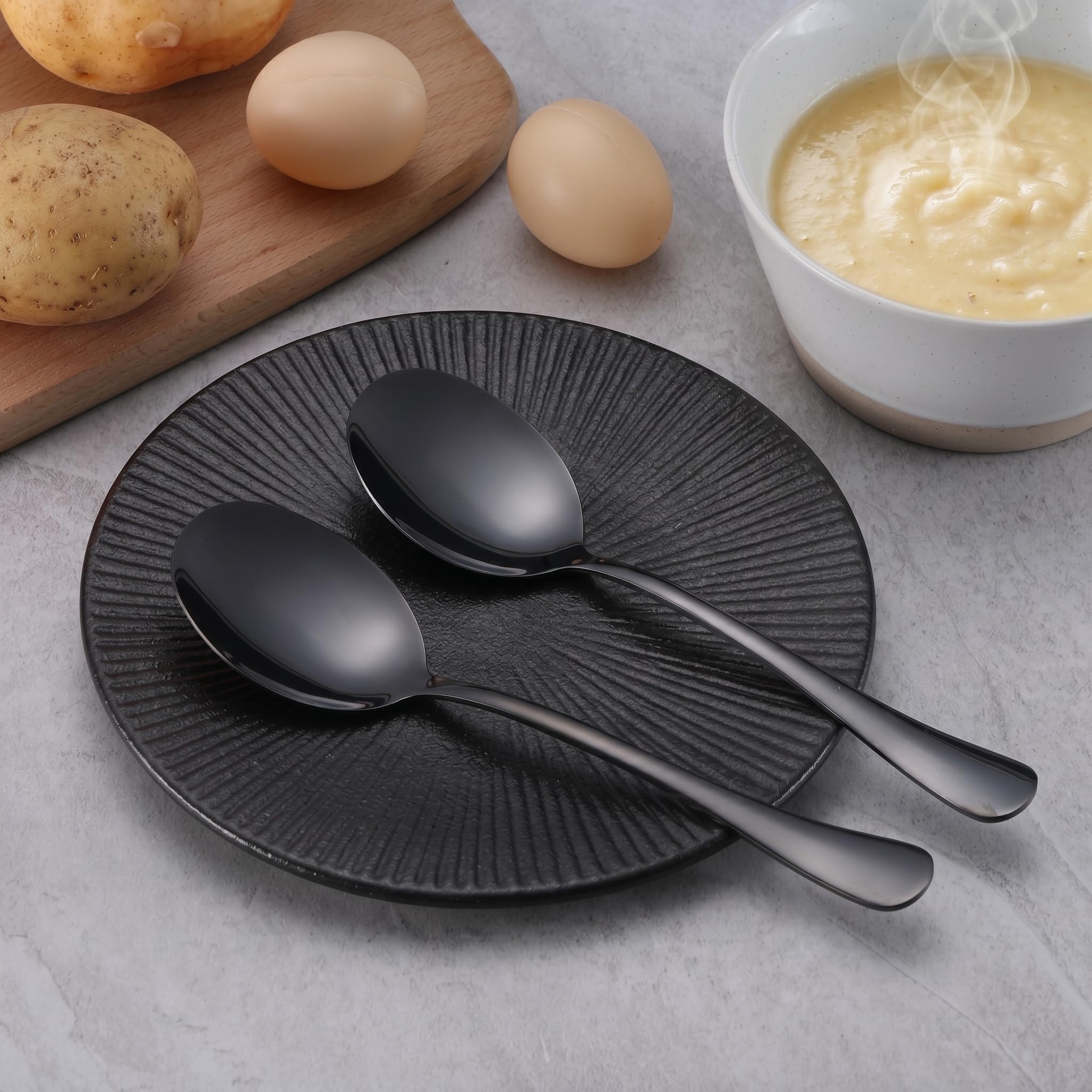 LIANYU Stainless Steel Serving Spoons - Set of 6 -4
