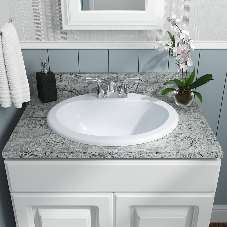 すいん MSI White 21 in. X 18 in. Oval Porcelain Overmount Vanity