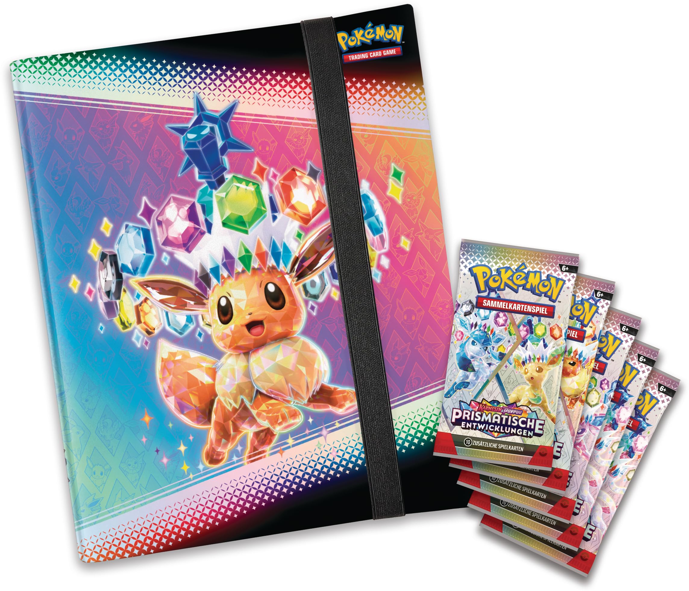 Pokémon - Kolekcjonerska gra karciana kolekcja karmesin & purpur – rozwój pryzmatyczny (segregator z 378 przegródkami na karty i 5 pakietami Booster)