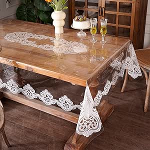 Amazon.com: Artbloss Clear Table Cover Protector Vinyl Table Cloth Rectangle Oil Spill Proof ...