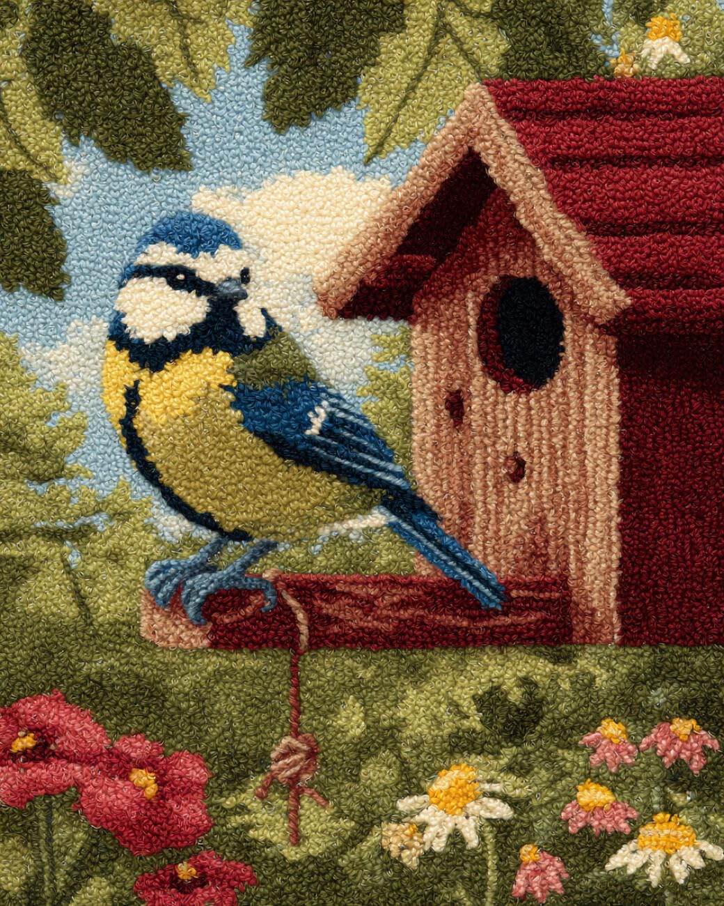 AMBATTERY Latch Hook Tapestry Kit Birds and Houses 55x75cm