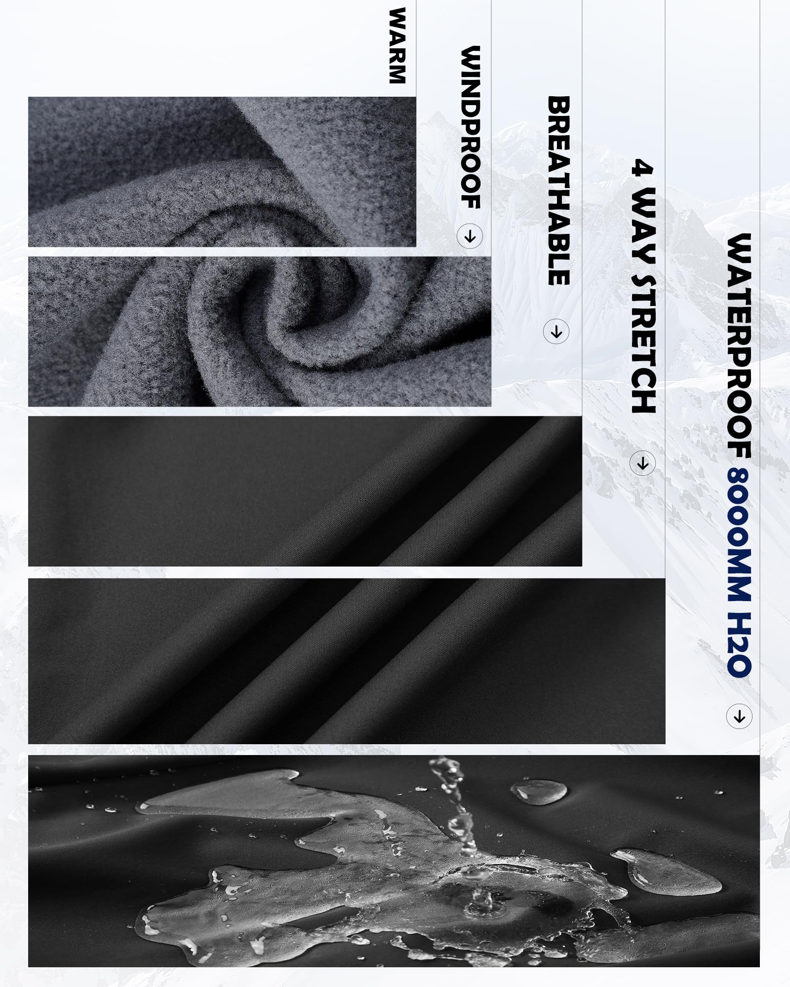 33,000ft Damen Fleece Gefütterte Softshelljacke Wasserdichte Funktionsjacke Fahhradjacke mit Kapuze Winddichte Übergangsjacke Windbreaker zum Radfahren, Wandern