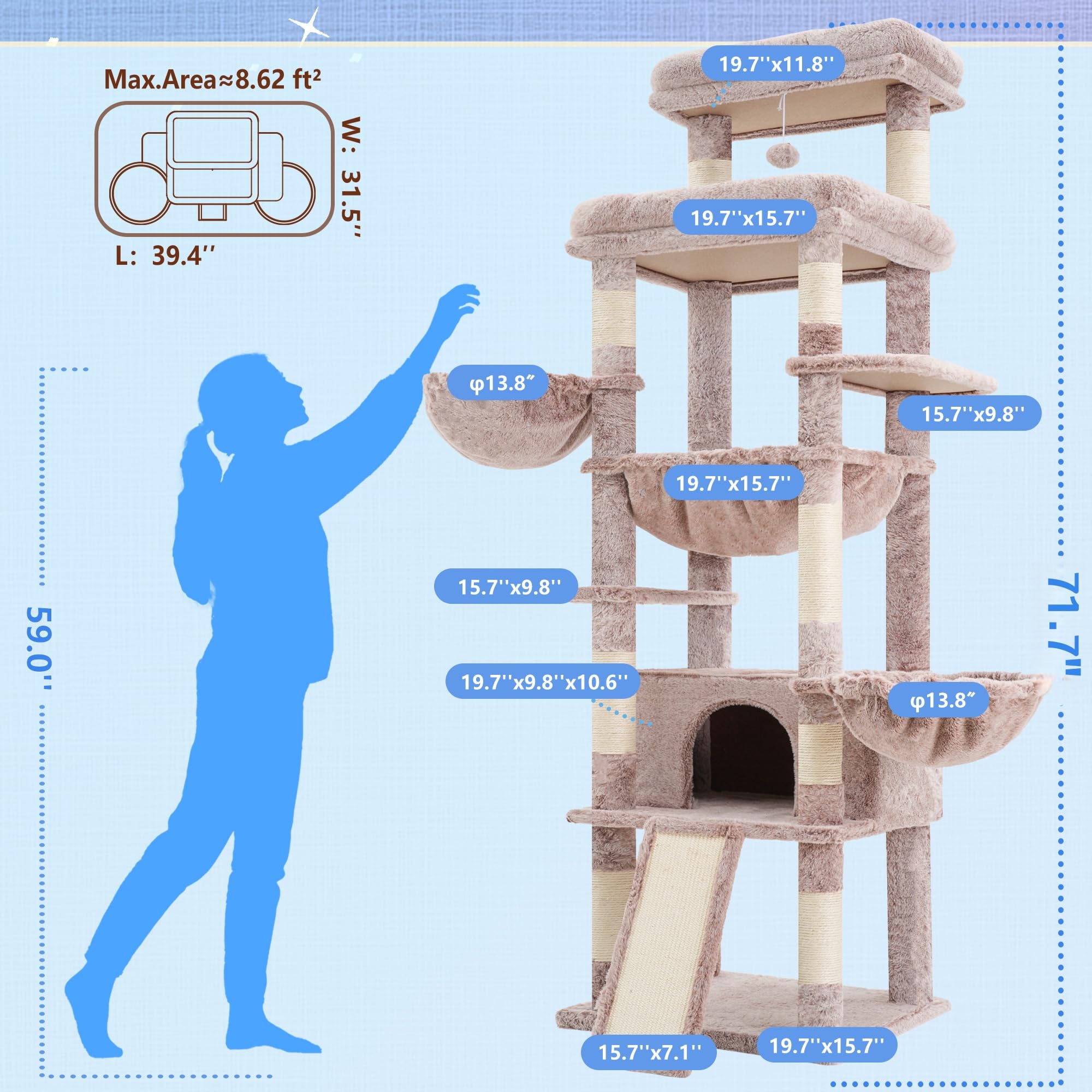 Amazon | Hey-brother キャットツリータワー スクラッチポスト 特大