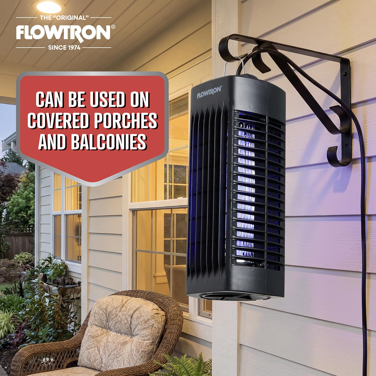 Flowtron Insektenvernichter für den Innenbereich, Schwarz, 1000 V, elektrischer Insektenvernichter mit UV-Licht, 215 m² Abdeckung, Plug-in-Fliegen- und Mückenfalle für Schlafzimmer, Küche und Büro