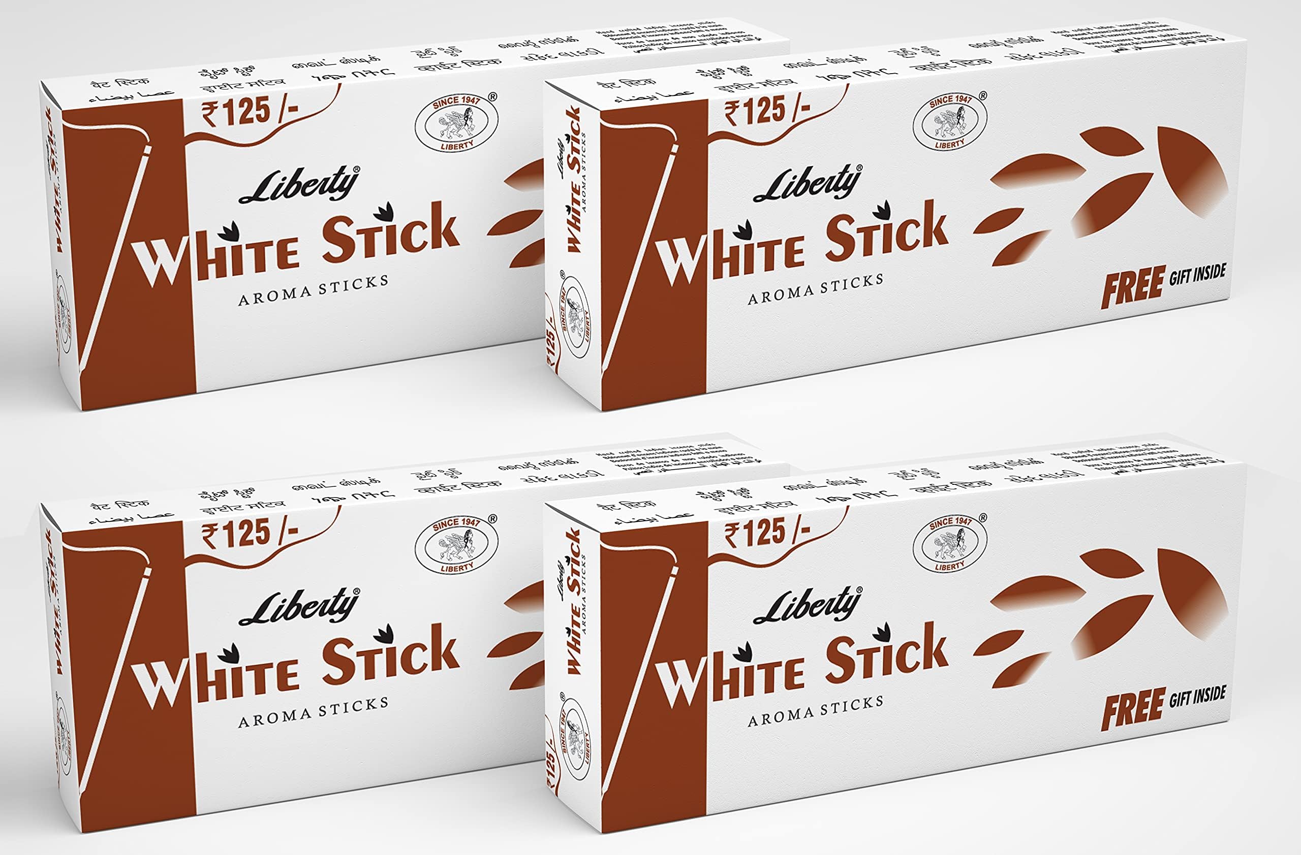 LIBERTY White Stick Fragrance Aroma Sticks | Low Smoke Incense Sticks | Charcoal Free Agarbathi Monthly Pack (4)