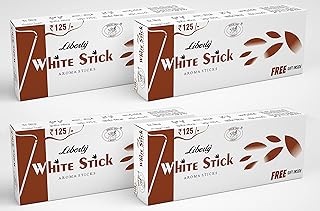 White Stick Fragrance Aroma Sticks | Low Smoke Incense Sticks | Charcoal Free Agarbathi Monthly Pack (4)