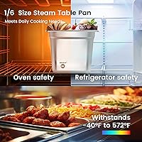 Vista 7 de Paquete de 6 bandejas de hotel, 1/6 tamaño 6" de profundidad, NSF, bandeja comercial de acero inoxidable, bandeja de mesa de vapor, bandejas