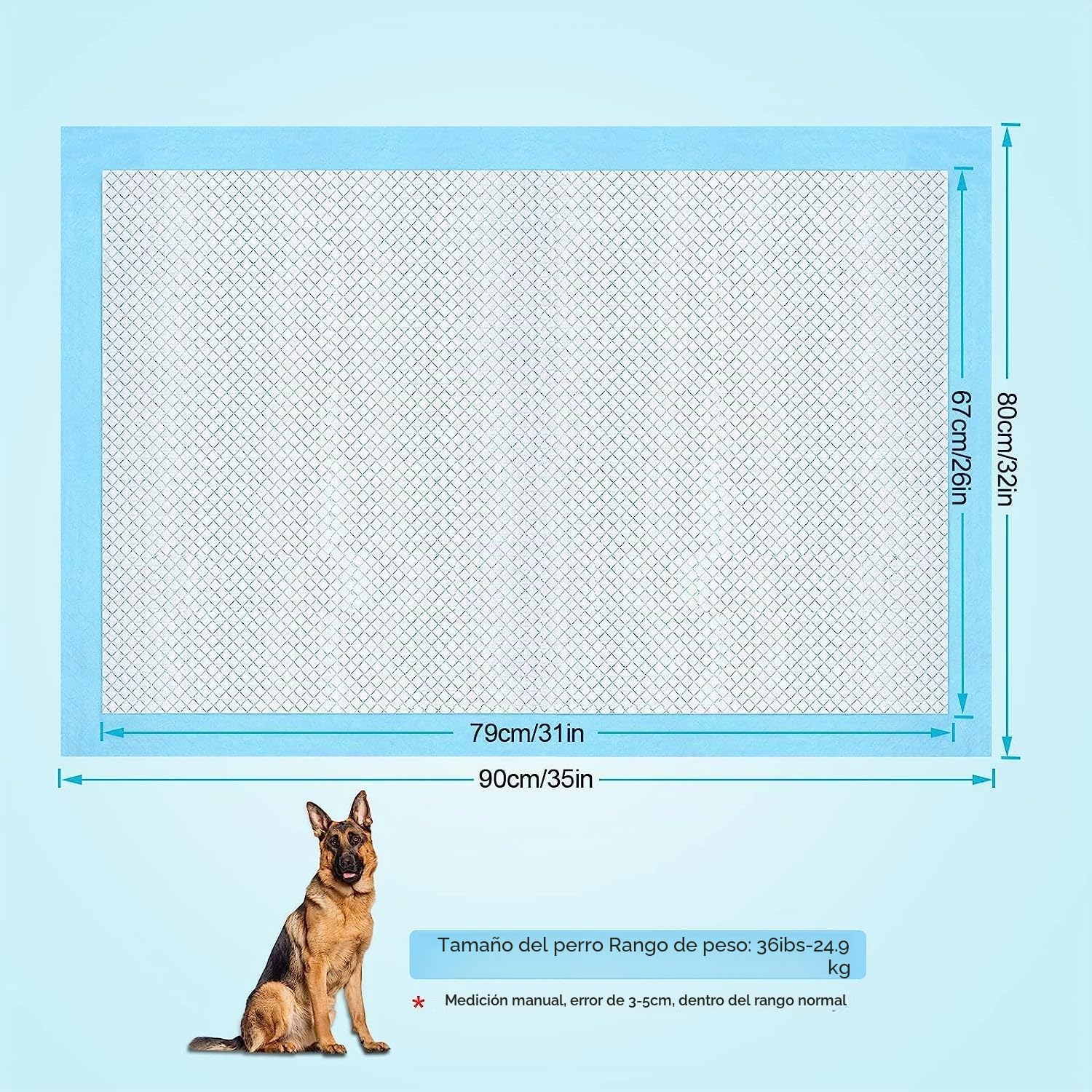 Ownpets Empapadores Perros, 80x90cm, Paquete de 40, Desechable, Secado Rápido,6 Capas, Azul, XL