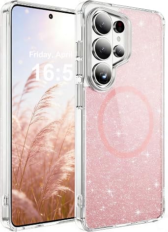 Clear Crystal Glitter Case for Samsung Galaxy S25 Ultra Pink SF