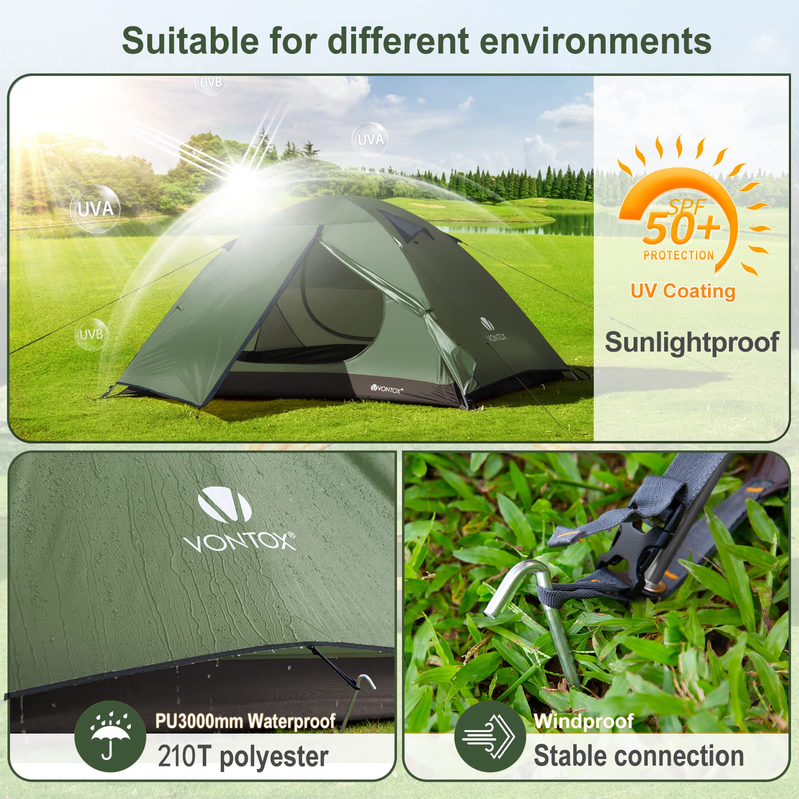 Amazon.co.jp: V VONTOX テント キャンプテント 2-3人用 キャンプ