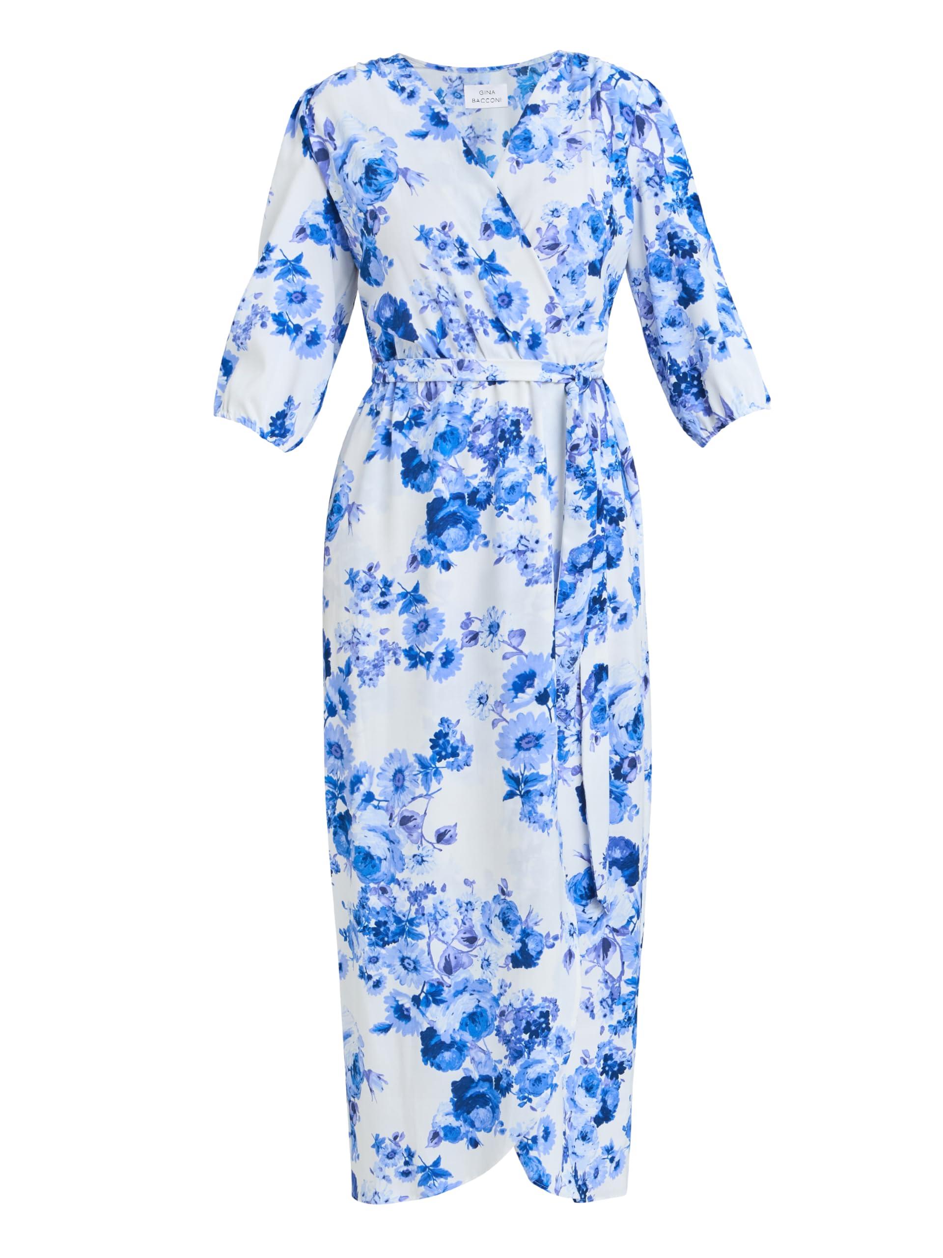 Gina Bacconi Floral Print Maxi Dress, Blue, 10