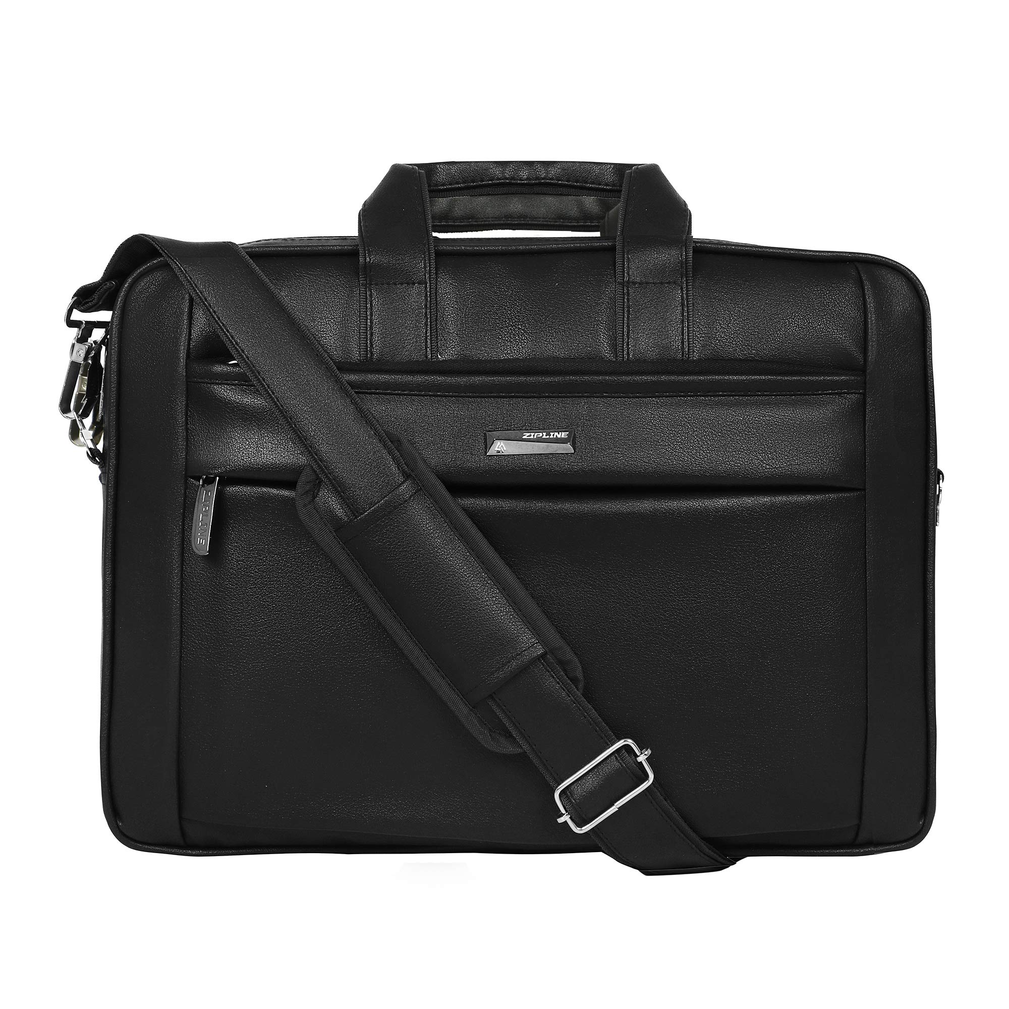 Zipline Office Faux Leather laptop bag for Men - Fits 14/15/15.6 inch Laptop/Tablet Messenger Bags For Mens (1-Black Bag)-picture-14