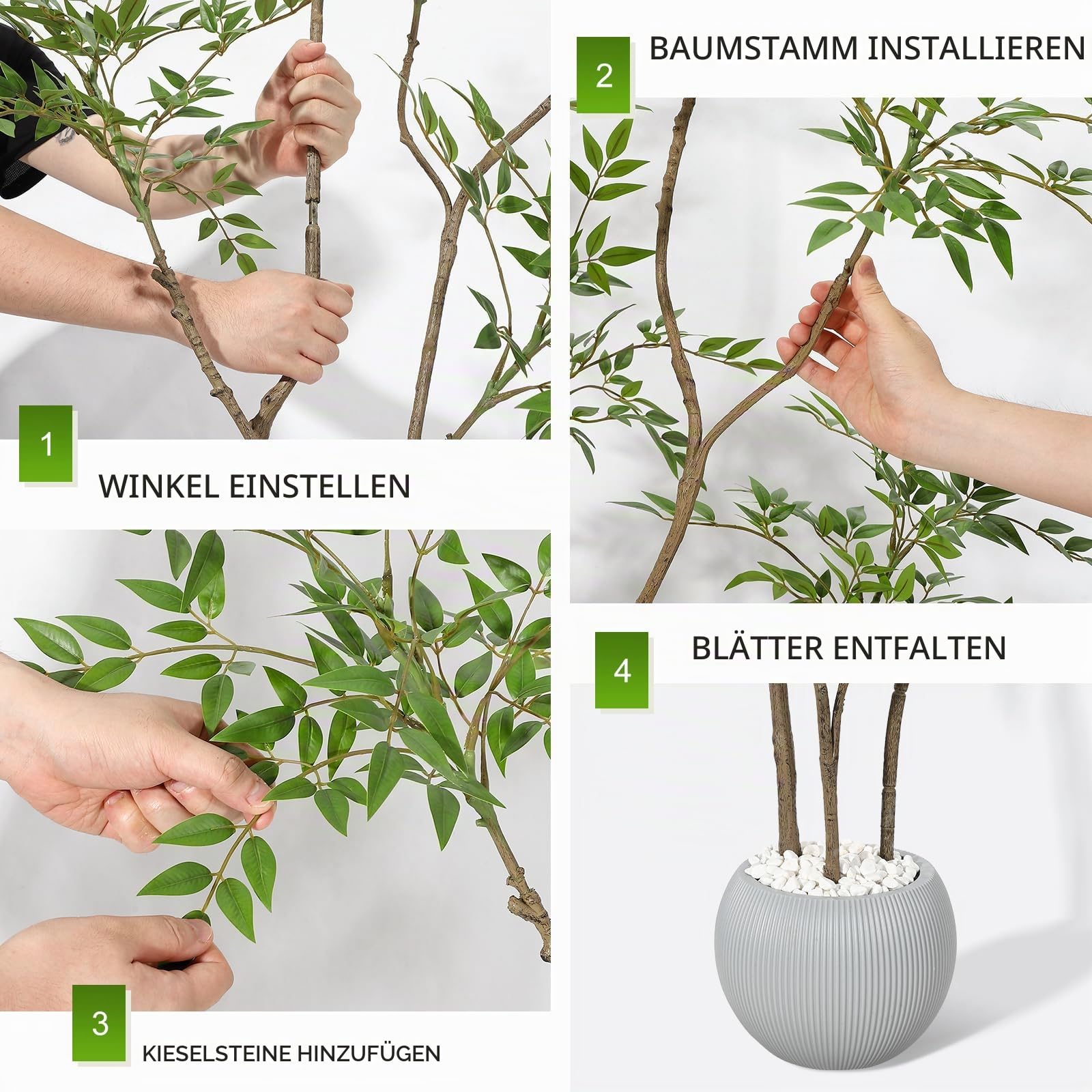 Garvee Künstlicher Mahonia Fortunei Baum 150 cm Kunstpflanzen, künstlicher Sumachbaum kunstpflanzen groß, kunstbaum Himmelsbambus mit Topf für Wohnzimmer,Zuhause,Büro,Terrasse,Badezimmer, Schlafzimmer