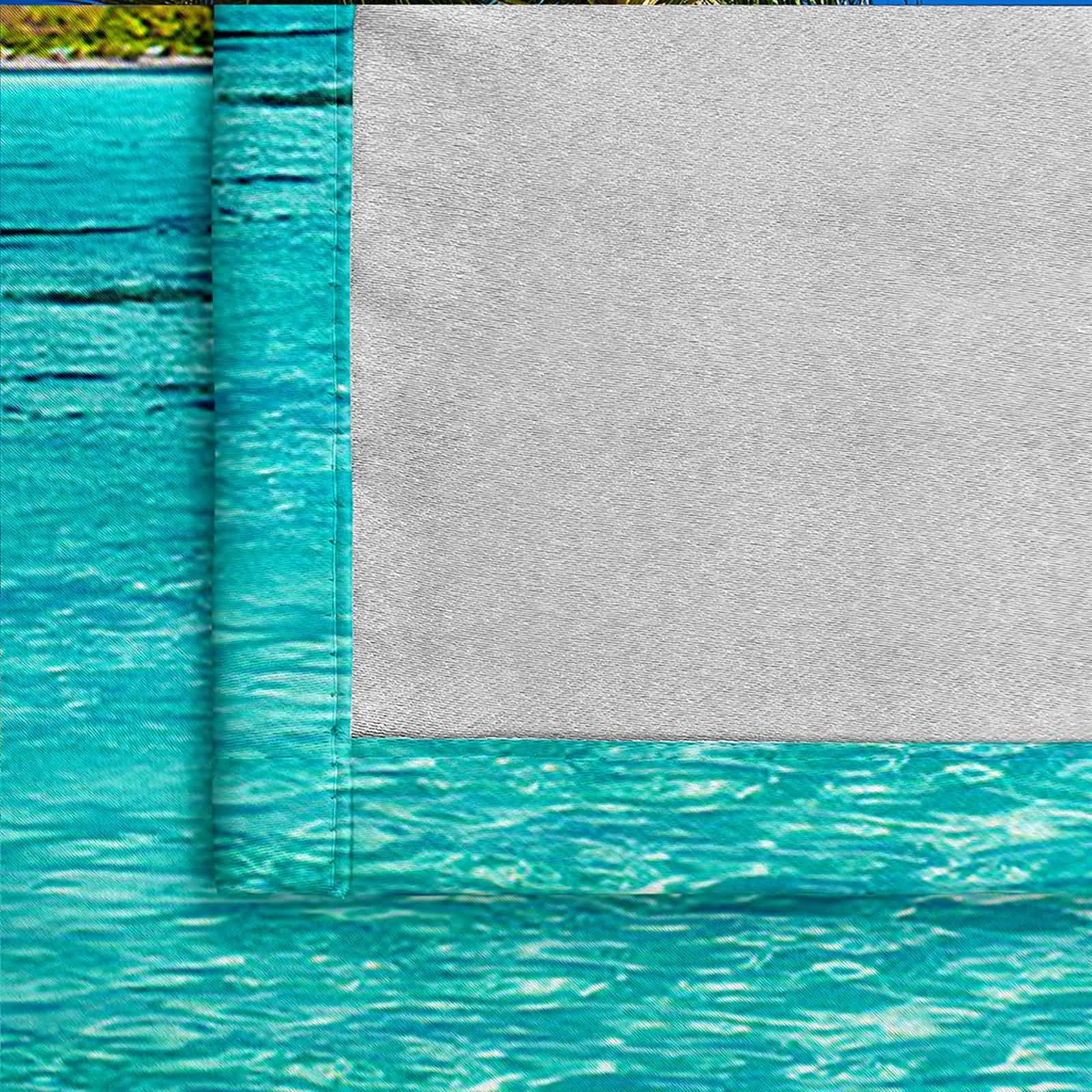Schlafzimmer Vorhänge mit Schlaufen, 214x214cm Blau Grün Braun Meer und Palmenlandschaft Vorhang für Wohnzimmer