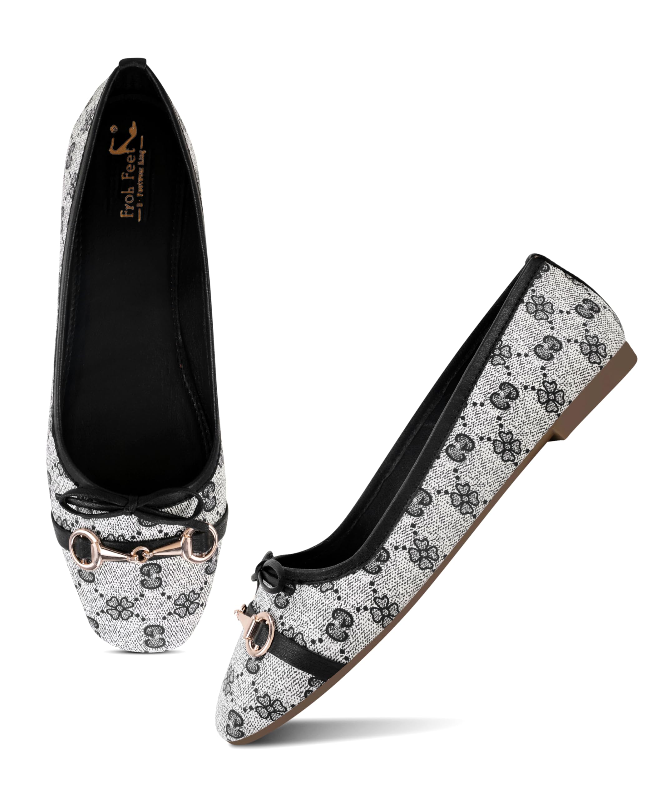 Froh Feet Stylish Printed Ballet Flats Elegant Slip On Closed Toe Dress Shoes for Women-image-48