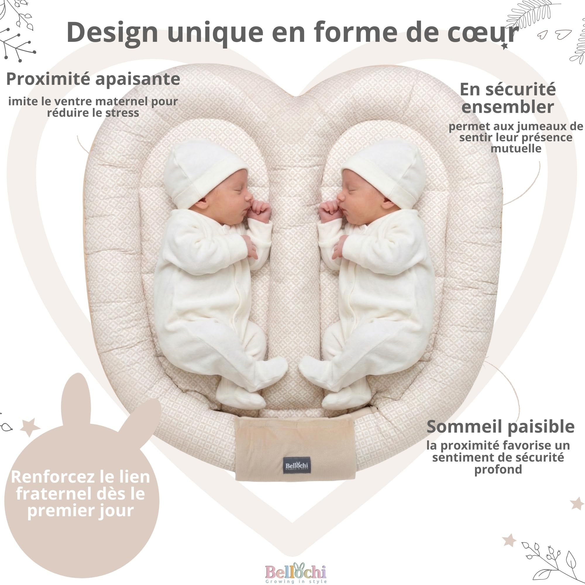 Cocoon Bellochi pour Jumeaux | Nid pour Bébé 100x100 cm | Cocon de Bébé | Sécurité et Confort | Cocon Multifonctionnel | LUX Collection