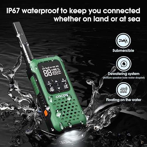 Miniatura 3 de G9 IP67 - Radios bidireccionales impermeables de dos vías, 2 vías para aventuras al aire libre, alerta meteorológica NOAA y lámpara de emergencia