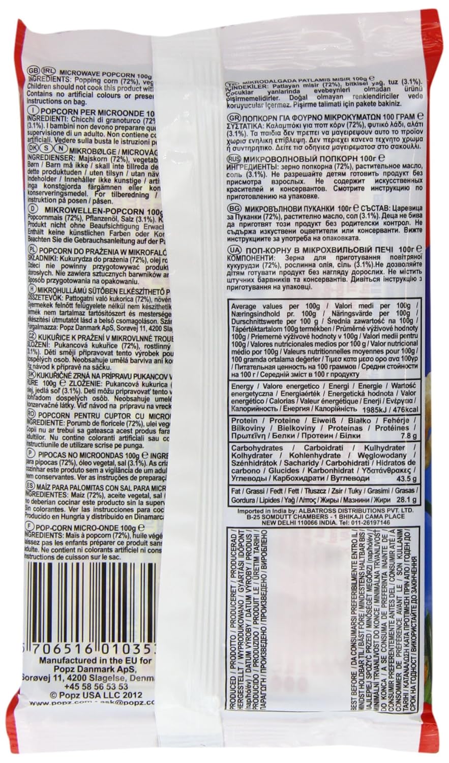 Popz Salted Microwave Popcorn 15 x 100gram