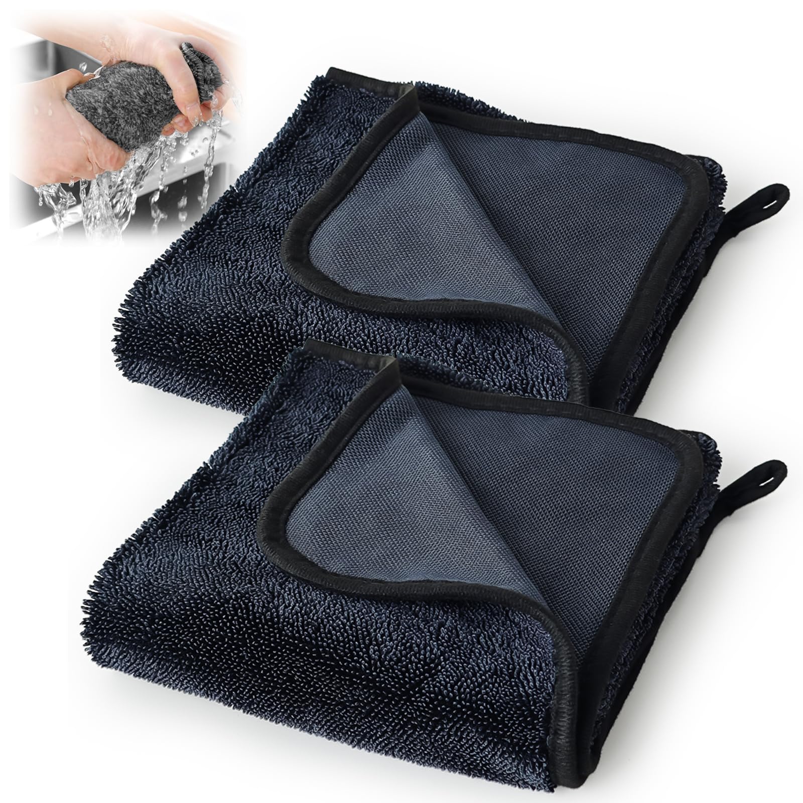 sesameless 2PCS Magic Wipe Bathroom Drying Cloth, Thicken Drying Towel Wonder Wipes Super Absorbent Cloth for Car Window Shower Bathroom Kitchen(40×40cm)