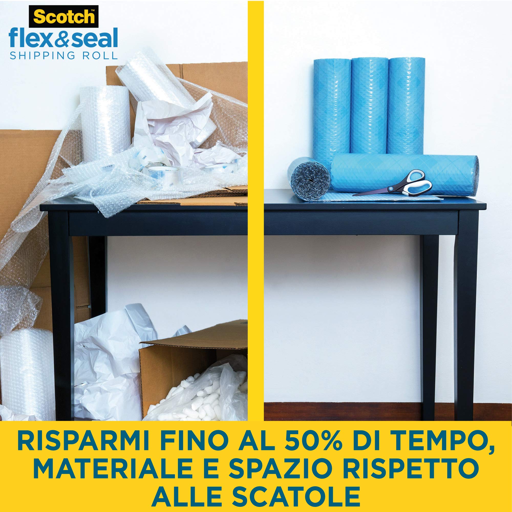 Scotch Flex & Seal Rotolo di Spedizione 38 cm x 6 m Imballaggio Alternativa a Poli Mailer